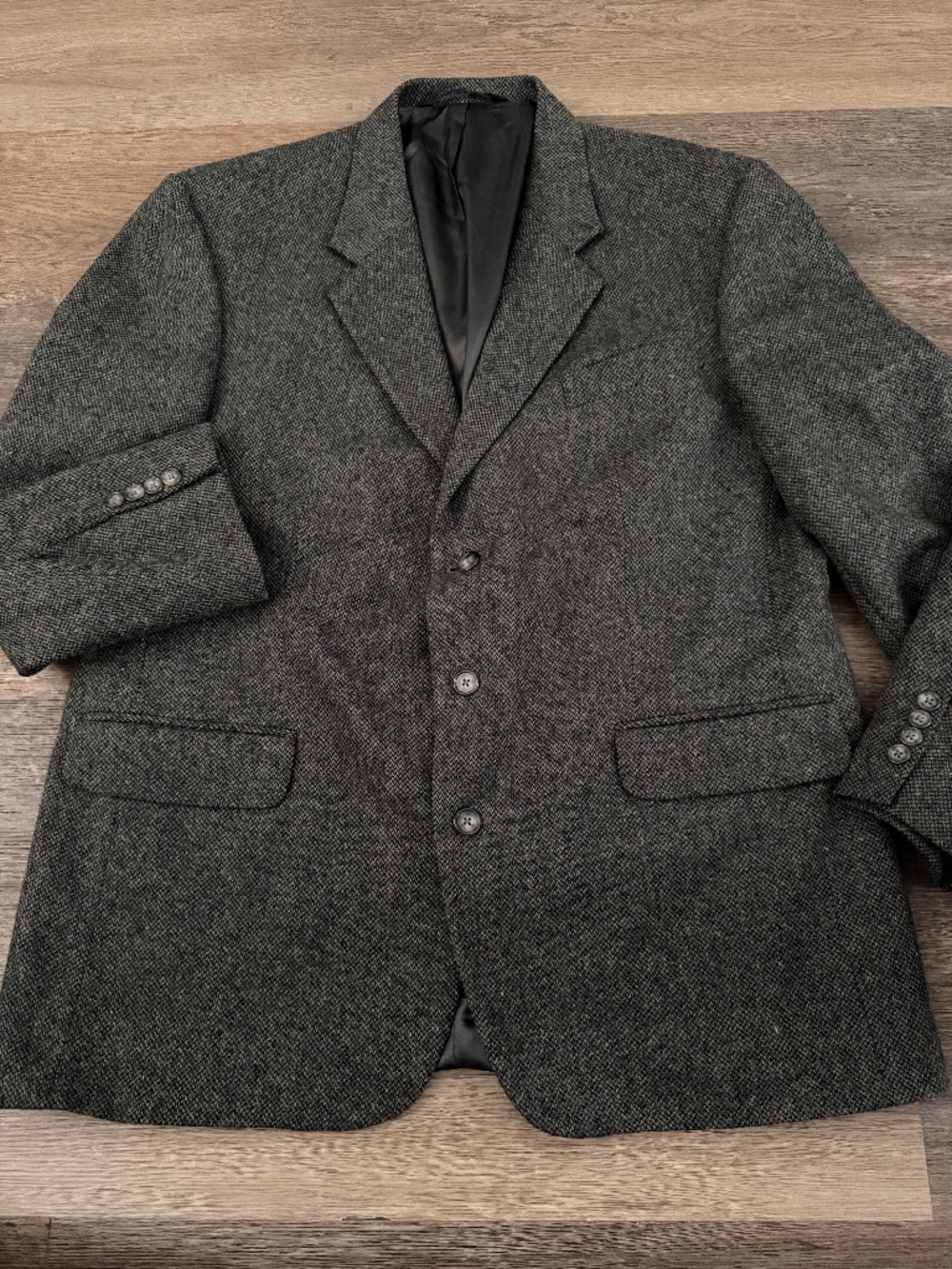 Lands" End wool lambswool herringbone tweed blazer men's 46 regular Made in USA